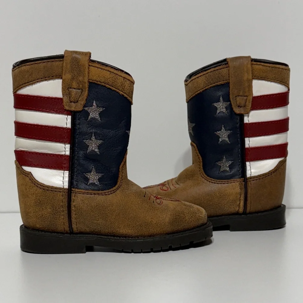 Kids Western Star and Stripes Boots - Picture 2 of 12